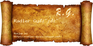 Radler Győző névjegykártya